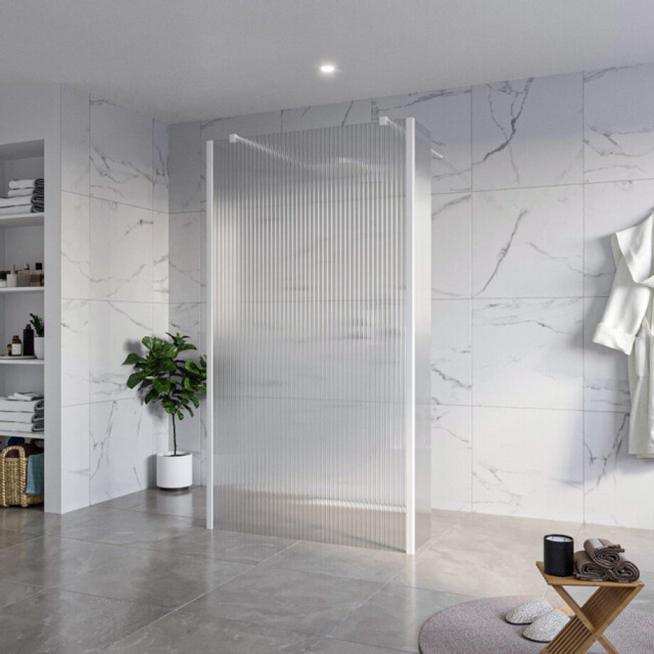 Fortifura Galeria Vrijstaande Inloopdouche - 110x200cm - Helder geribbeld - antikalk - 8mm veiligheidsglas - 2 zijwanden 40cm - wandsteunen en hoekprofielen - Wit mat SW927768 2x/SW915253/SW797948 2x/SW541264 2x Fortifura Galeria Vrijstaande Inloopdouche - 110x200cm - Helder geribbeld - antikalk - 8mm veiligheidsglas - 2 zijwanden 40cm - wandsteunen en hoekprofielen - Wit mat SW927768 2x/SW915253/SW797948 2x/SW541264 2x afbeelding 1