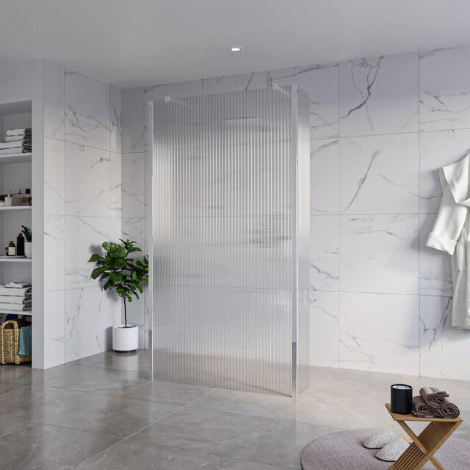 Fortifura Galeria Vrijstaande Inloopdouche - 110x200cm - Helder geribbeld - antikalk - 8mm veiligheidsglas - 2 zijwanden 40cm - wandsteunen en hoekprofielen - Chroom SW927766 2x/SW915253/SW797948 2x/SW358024 2x Fortifura Galeria Vrijstaande Inloopdouche - 110x200cm - Helder geribbeld - antikalk - 8mm veiligheidsglas - 2 zijwanden 40cm - wandsteunen en hoekprofielen - Chroom SW927766 2x/SW915253/SW797948 2x/SW358024 2x afbeelding 1