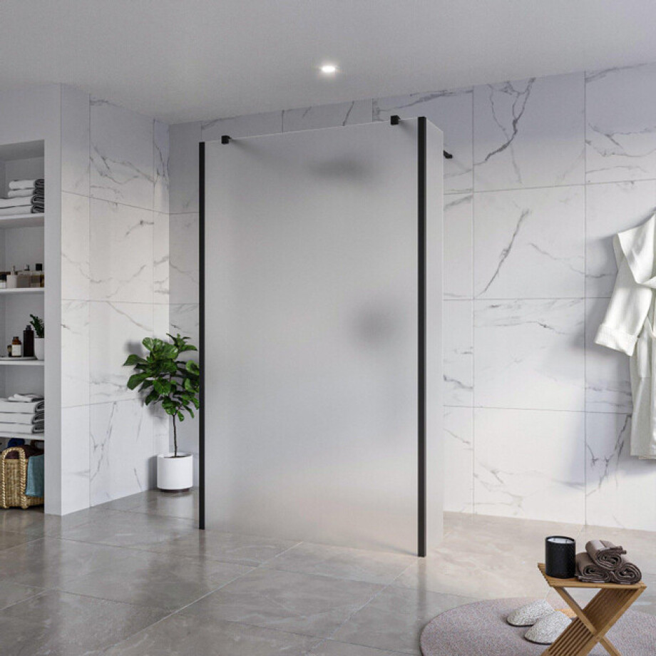 Fortifura Galeria Vrijstaande Inloopdouche - 120x200cm - Glas mat - antikalk - 8mm veiligheidsglas - 2 zijwanden 40cm - wandsteunen en hoekprofielen - Zwart mat SW927767 2x/SW797928/SW797921 2x/SW358025 2x Fortifura Galeria Vrijstaande Inloopdouche - 120x200cm - Glas mat - antikalk - 8mm veiligheidsglas - 2 zijwanden 40cm - wandsteunen en hoekprofielen - Zwart mat SW927767 2x/SW797928/SW797921 2x/SW358025 2x afbeelding 1