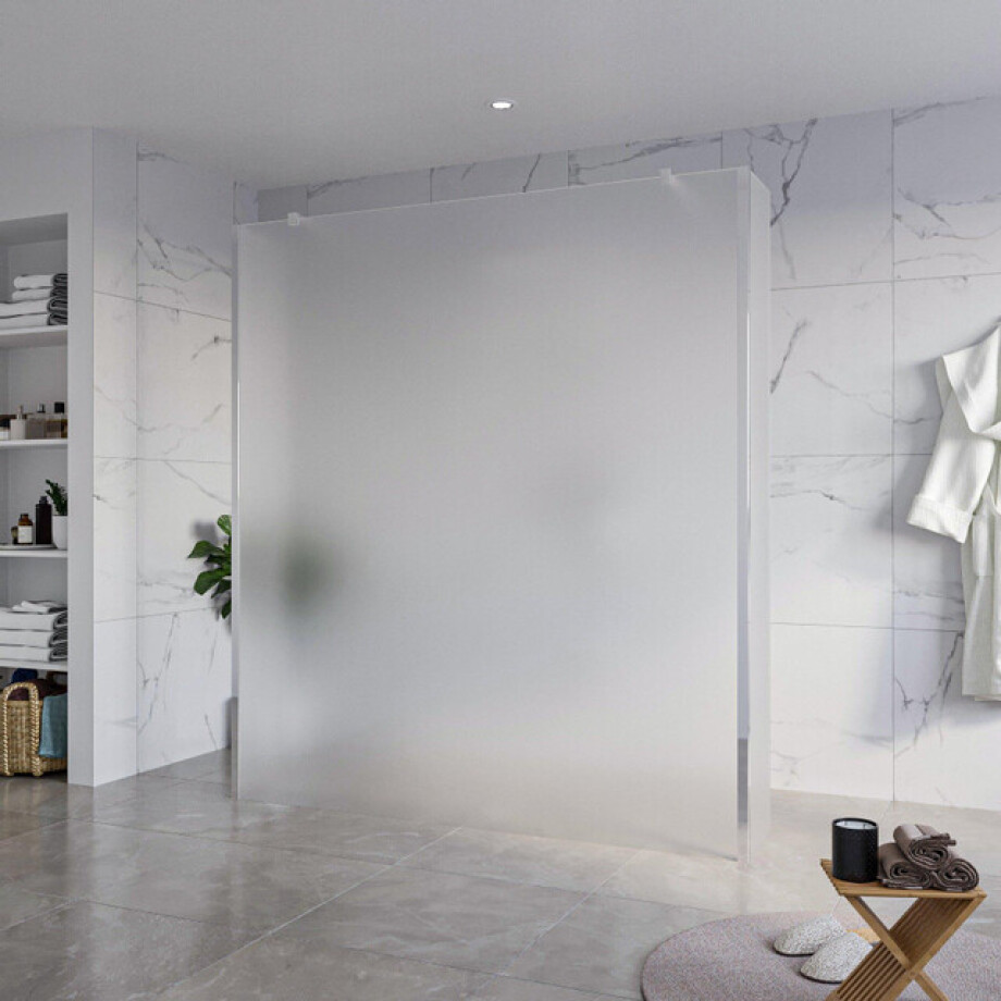 Fortifura Galeria Vrijstaande Inloopdouche - 180x200cm - Glas mat - antikalk - 8mm veiligheidsglas - 2 zijwanden 40cm - wandsteunen en hoekprofielen - Chroom SW927766 2x/SW797933/SW797921 2x/SW358024 2x afbeelding 1