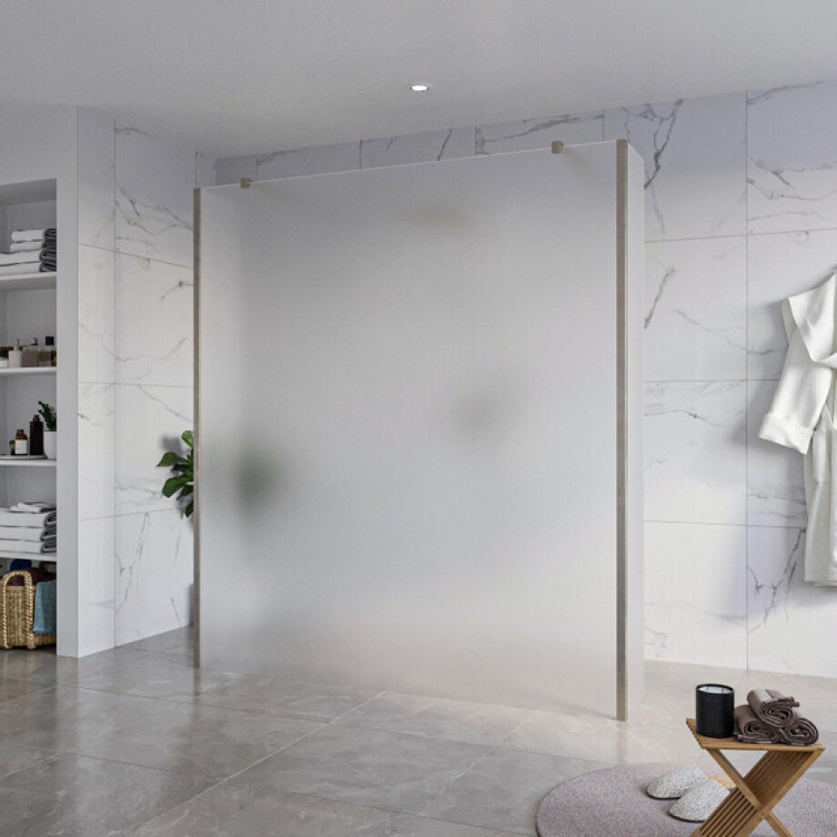 Fortifura Galeria Vrijstaande Inloopdouche - 180x200cm - Glas mat - antikalk - 8mm veiligheidsglas - 2 zijwanden 30cm - wandsteunen en hoekprofielen - Geborsteld Gunmetal PVD SW927771 2x/SW797933/SW797931 2x/SW798732 2x afbeelding 1