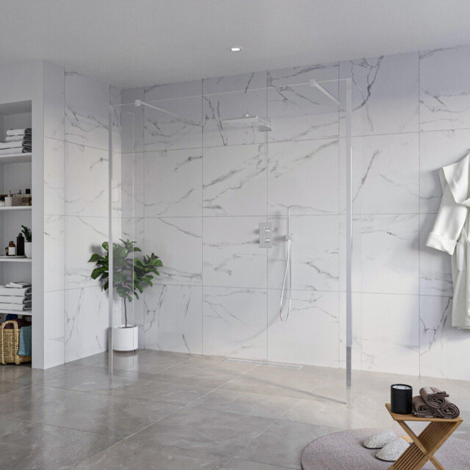 Fortifura Galeria Vrijstaande Inloopdouche - 180x200cm - Helder - antikalk - 8mm veiligheidsglas - 2 zijwanden 40cm - wandsteunen en hoekprofielen - Chroom SW927766 2x/SW797920/SW797911 2x/SW358024 2x Fortifura Galeria Vrijstaande Inloopdouche - 180x200cm - Helder - antikalk - 8mm veiligheidsglas - 2 zijwanden 40cm - wandsteunen en hoekprofielen - Chroom SW927766 2x/SW797920/SW797911 2x/SW358024 2x afbeelding 1