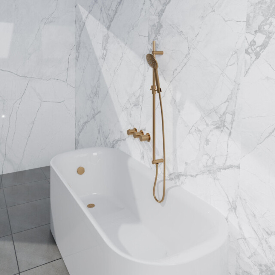 Fortifura Nebbio Badcombinatie-set - thermostaatkraan - glijstang met geïntegreerde wandaansluitbocht - metalen doucheslang - ronde handdouche - badvulcombinatie - geborsteld messing PVD (goud) SW1183067 SW1111531 SW706206 SW799449 SW1108811 SW Fortifura Nebbio Badcombinatie-set - thermostaatkraan - glijstang met geïntegreerde wandaansluitbocht - metalen doucheslang - ronde handdouche - badvulcombinatie - geborsteld messing PVD (goud) SW1183067 SW1111531 SW706206 SW799449 SW1108811 SW afbeelding 1