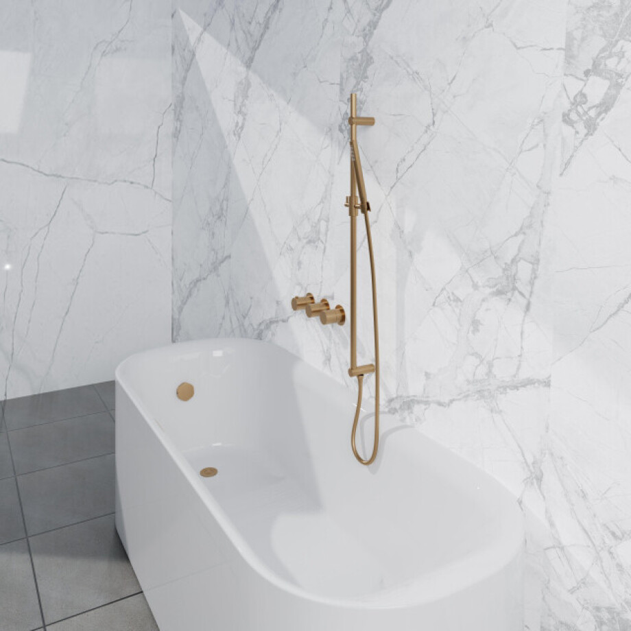 Fortifura Nebbio Badcombinatie-set - thermostaatkraan - glijstang met geïntegreerde wandaansluitbocht - metalen doucheslang - staaf handdouche - badvulcombinatie - geborsteld messing PVD (goud) SW1183067 SW1111531 SW706206 SW720570 SW1108811 SW Fortifura Nebbio Badcombinatie-set - thermostaatkraan - glijstang met geïntegreerde wandaansluitbocht - metalen doucheslang - staaf handdouche - badvulcombinatie - geborsteld messing PVD (goud) SW1183067 SW1111531 SW706206 SW720570 SW1108811 SW afbeelding 1