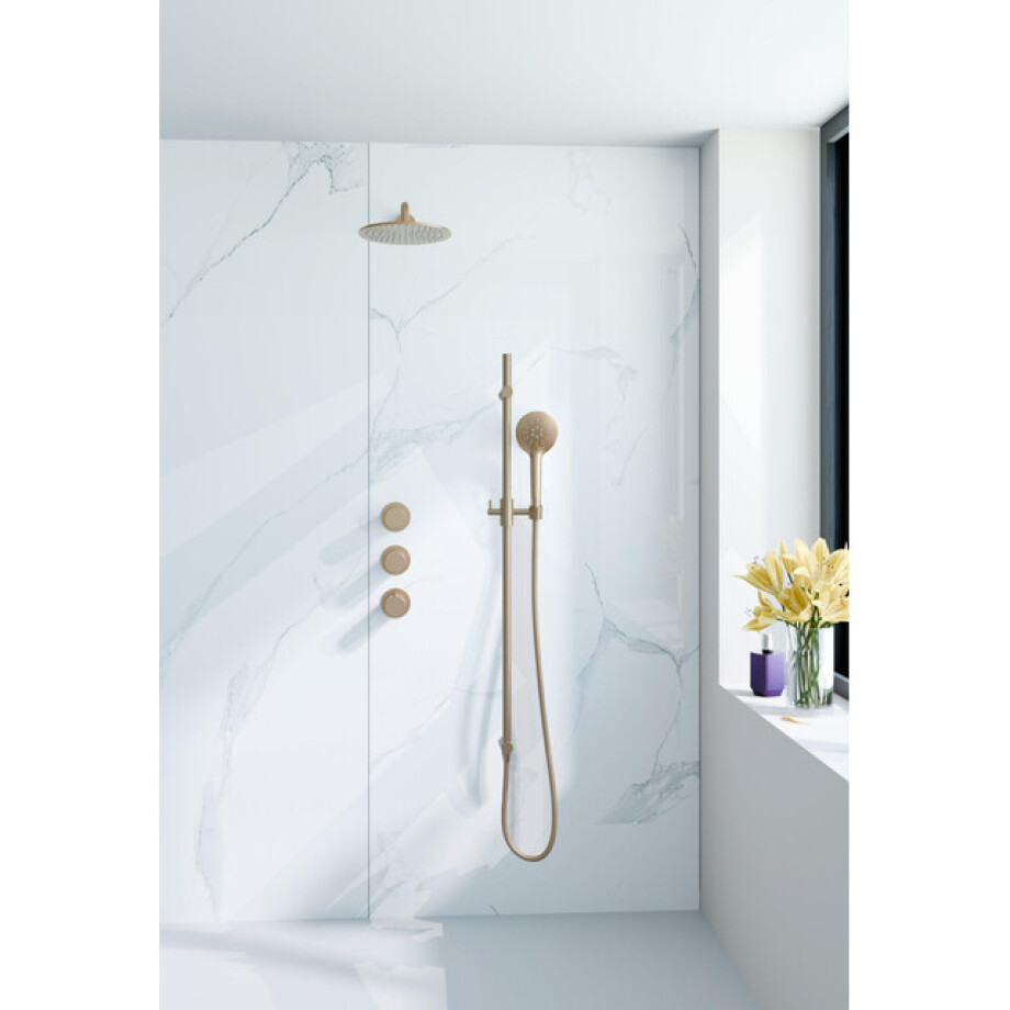 Fortifura Nebbio Regendoucheset - inbouwkraan - inbouwdeel - glijstang - doucheslang metaal - ronde handdouche - 35cm wandarm - ronde hoofddouche - geborsteld messing PVD (goud) SW1183067 SW1111531 SW706206 SW799449 SW720562 SW1 Fortifura Nebbio Regendoucheset - inbouwkraan - inbouwdeel - glijstang - doucheslang metaal - ronde handdouche - 35cm wandarm - ronde hoofddouche - geborsteld messing PVD (goud) SW1183067 SW1111531 SW706206 SW799449 SW720562 SW1 afbeelding 1
