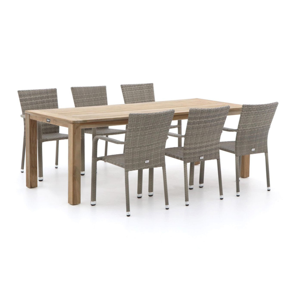 Forza Fossano/ROUGH-S 220cm dining tuinset 7-delig stapelbaar - Laagste prijsgarantie! afbeelding 1