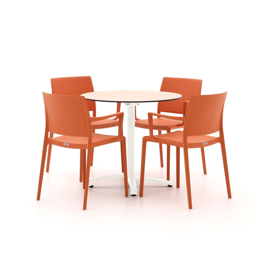 Forza Sile/Canzo ø 80cm dining tuinset 5-delig stapelbaar inklapbaar - Laagste prijsgarantie! afbeelding 1