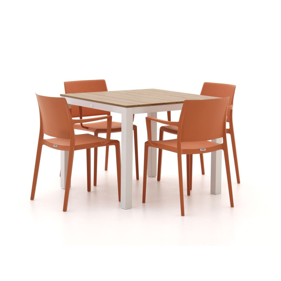 Forza Sile/Fidenza 90cm dining tuinset 5-delig stapelbaar - Laagste prijsgarantie! afbeelding 1