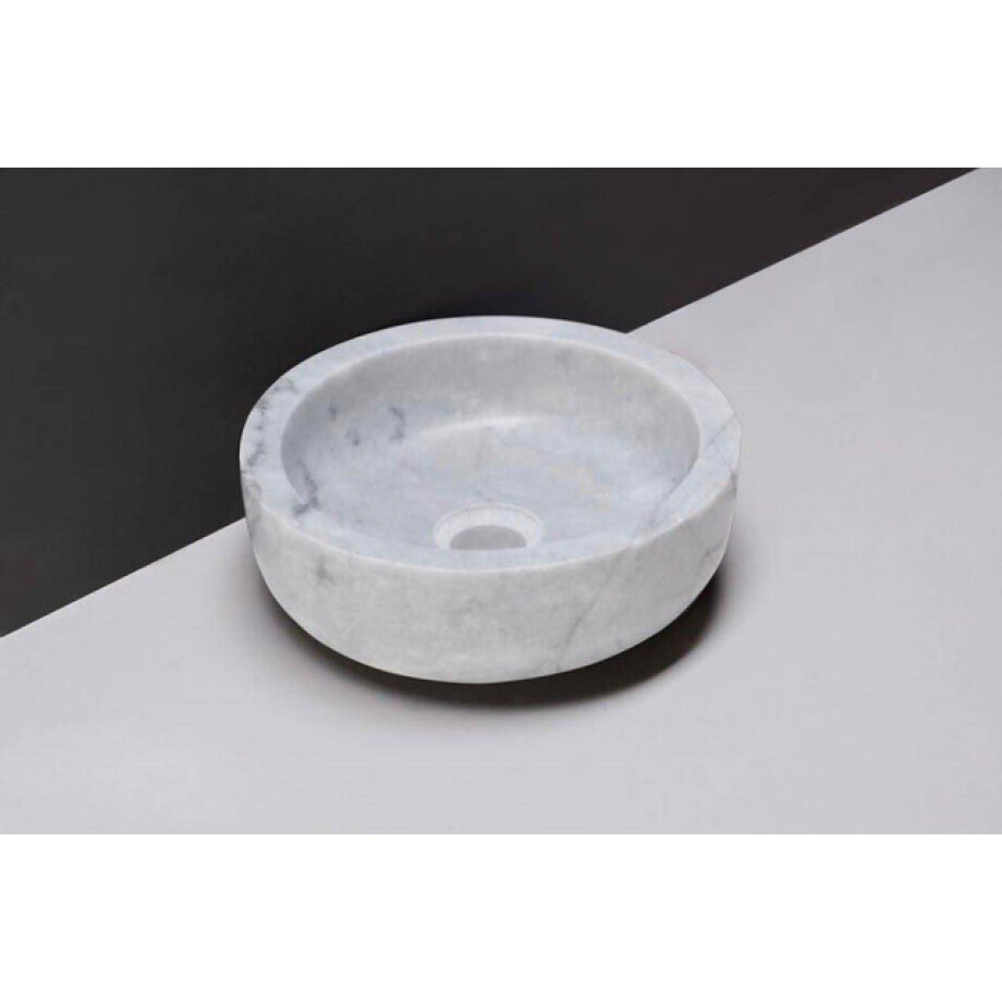 Forzalaqua Verona Xs waskom 30x30x10cm Rond Natuursteen Carrara gepolijst 100442 afbeelding 1