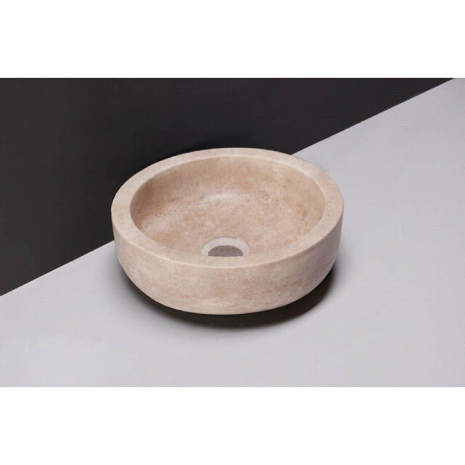 Forzalaqua Verona Xs waskom 30x30x10cm Rond Natuursteen Travertin gezoet 100365 afbeelding 1