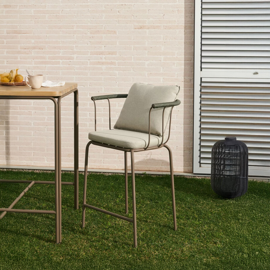 Kave Home Barkruk 'Salguer' Gevlochten touw en staal, kleur Beige (zithoogte 66cm) Kave Home Barkruk 'Salguer' Gevlochten touw en staal, kleur Beige (zithoogte 66cm) afbeelding 1