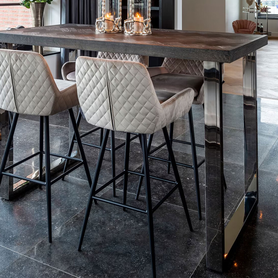 Richmond Draaibare Barstoel 'Linsey' Velvet, kleur Khaki ( Zithoogte 75cm) Richmond Draaibare Barstoel 'Linsey' Velvet, kleur Khaki ( Zithoogte 75cm) afbeelding 1