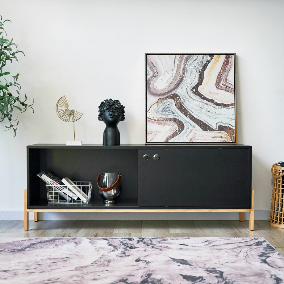 Artistiq TV-meubel 'Franca' 140cm, kleur Zwart afbeelding 