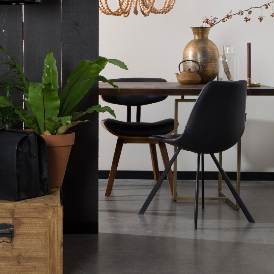 Dutchbone Eetkamerstoel 'Franky' PU, kleur Zwart Dutchbone Eetkamerstoel 'Franky' PU, kleur Zwart afbeelding 1