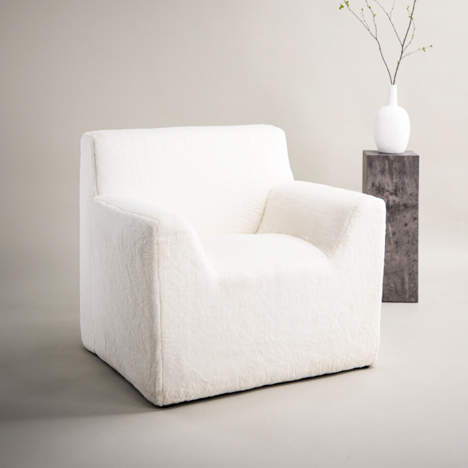 Nohr Fauteuil 'Fraser' Fluffy, kleur Wit afbeelding 1