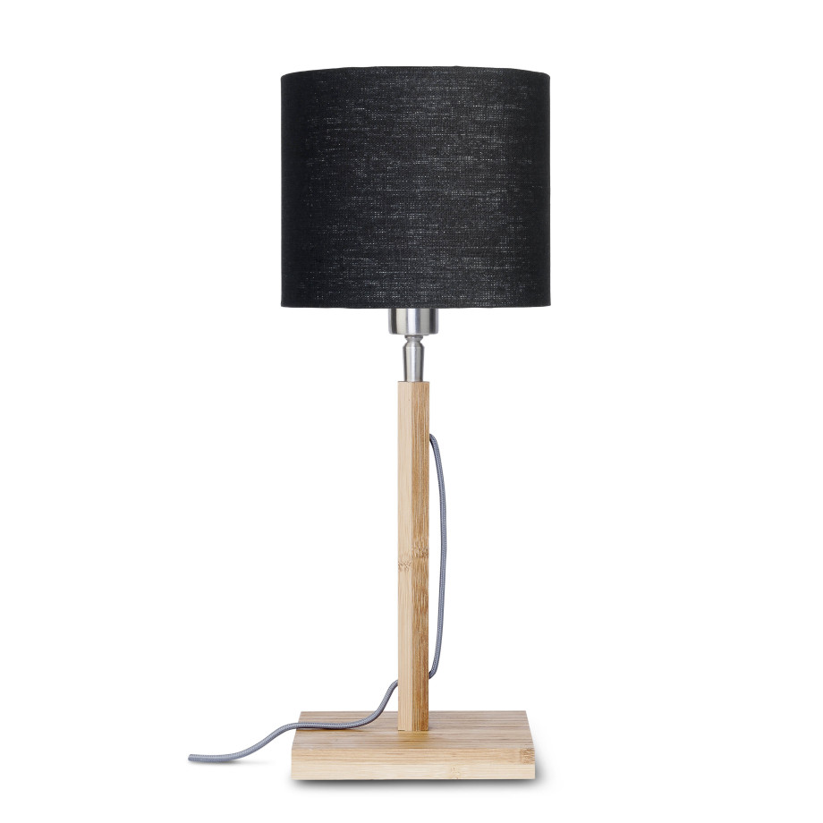 Good&Mojo Tafellamp 'Fuji' Bamboe en Eco linnen, kleur Zwart afbeelding 1