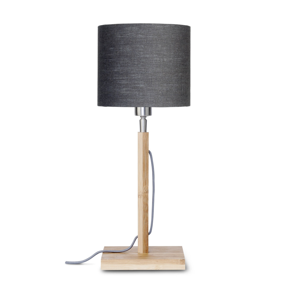 Good&Mojo Tafellamp 'Fuji' Bamboe en Eco linnen, kleur Donkergrijs afbeelding 1