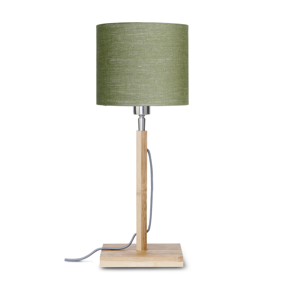 Good&Mojo Tafellamp 'Fuji' Bamboe en Eco linnen, kleur Groen afbeelding 1