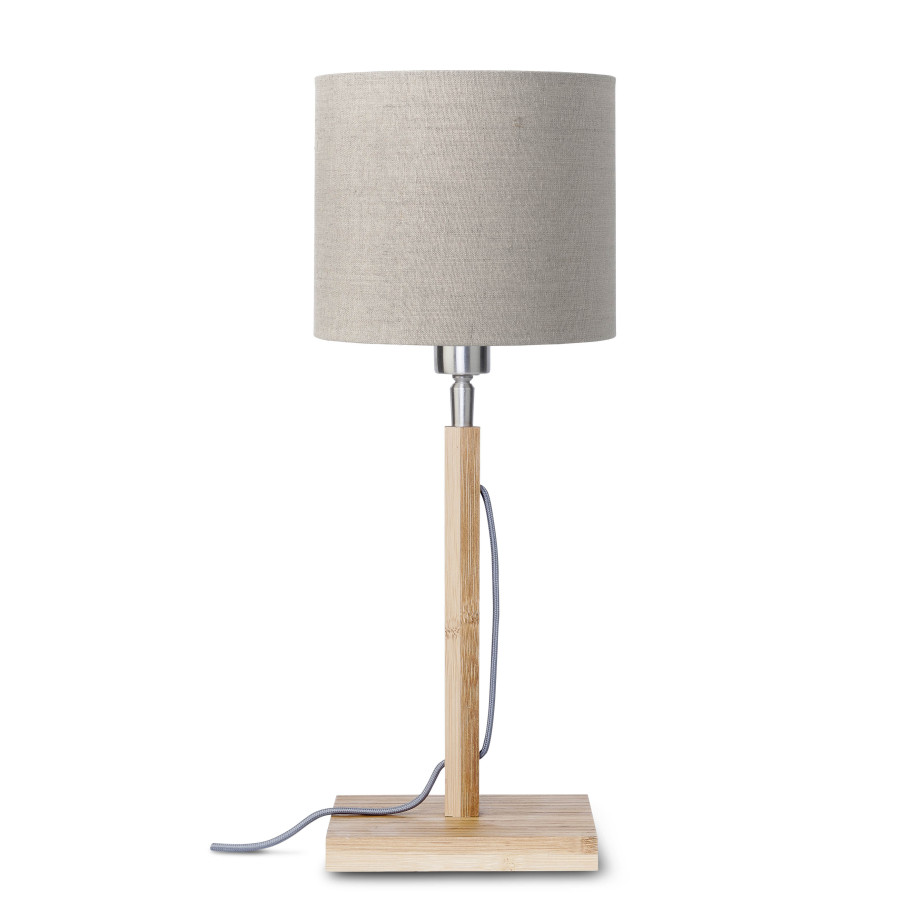 Good&Mojo Tafellamp 'Fuji' Bamboe en Eco linnen, kleur Donkerbeige afbeelding 1