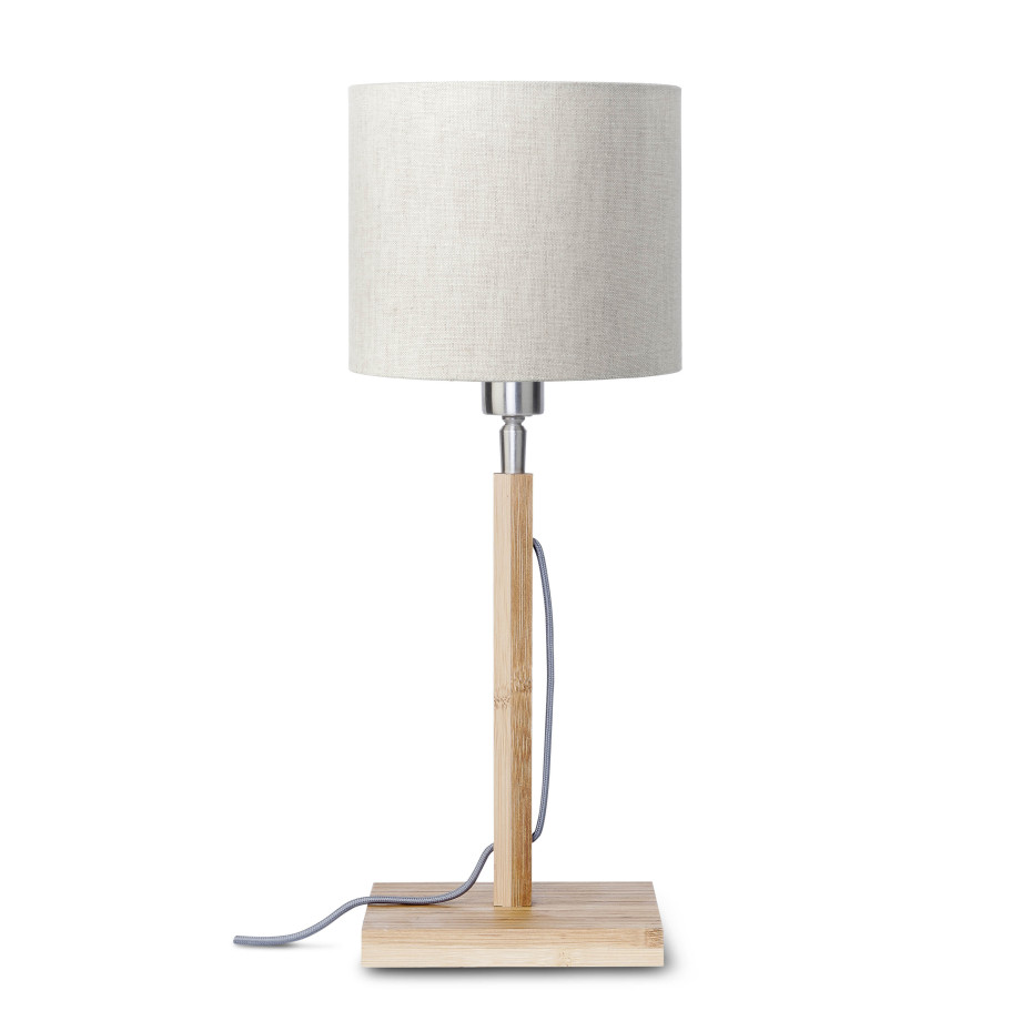 Good&Mojo Tafellamp 'Fuji' Bamboe en Eco linnen, kleur Beige afbeelding 1