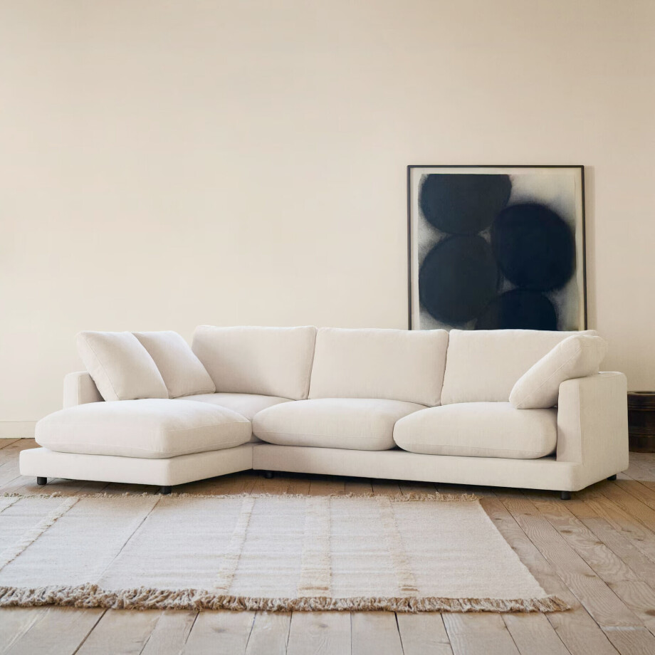 Kave Home 4-zits Loungebank 'Gala' Links, Chenille, kleur Beige afbeelding 1