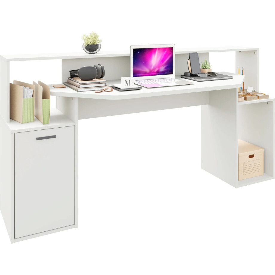 Gaming Bureau Zocker 180 cm breed wit afbeelding 1