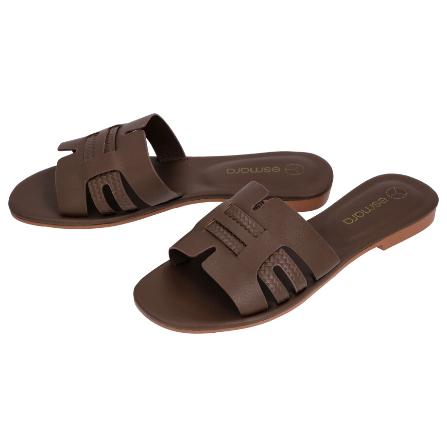 esmara Dames slippers - met leer (Bruin, 39) afbeelding 1