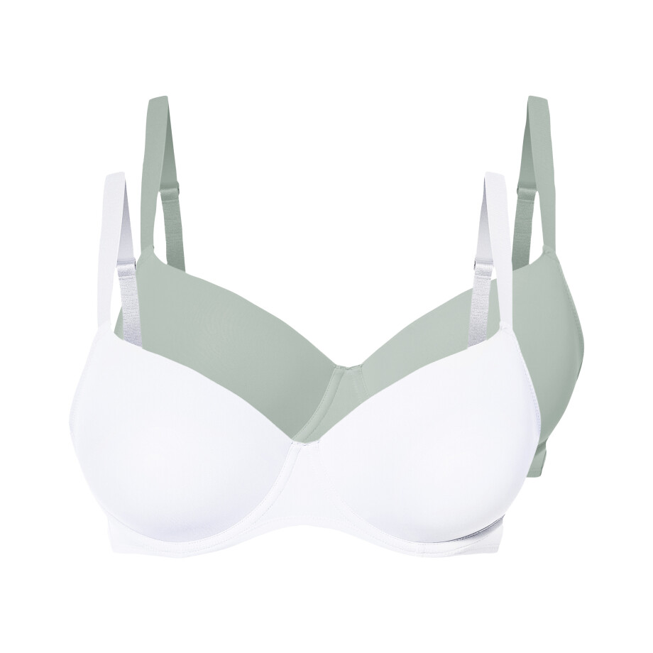 esmara 2 dames beugel-BH&apos;s (Mint/wit, 95D) afbeelding 1
