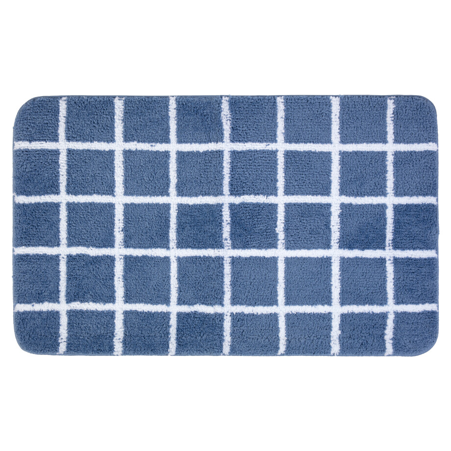 LIVARNO home Badmattenset (Badmat met toiletuitsparing, Blauw/wit) afbeelding 1
