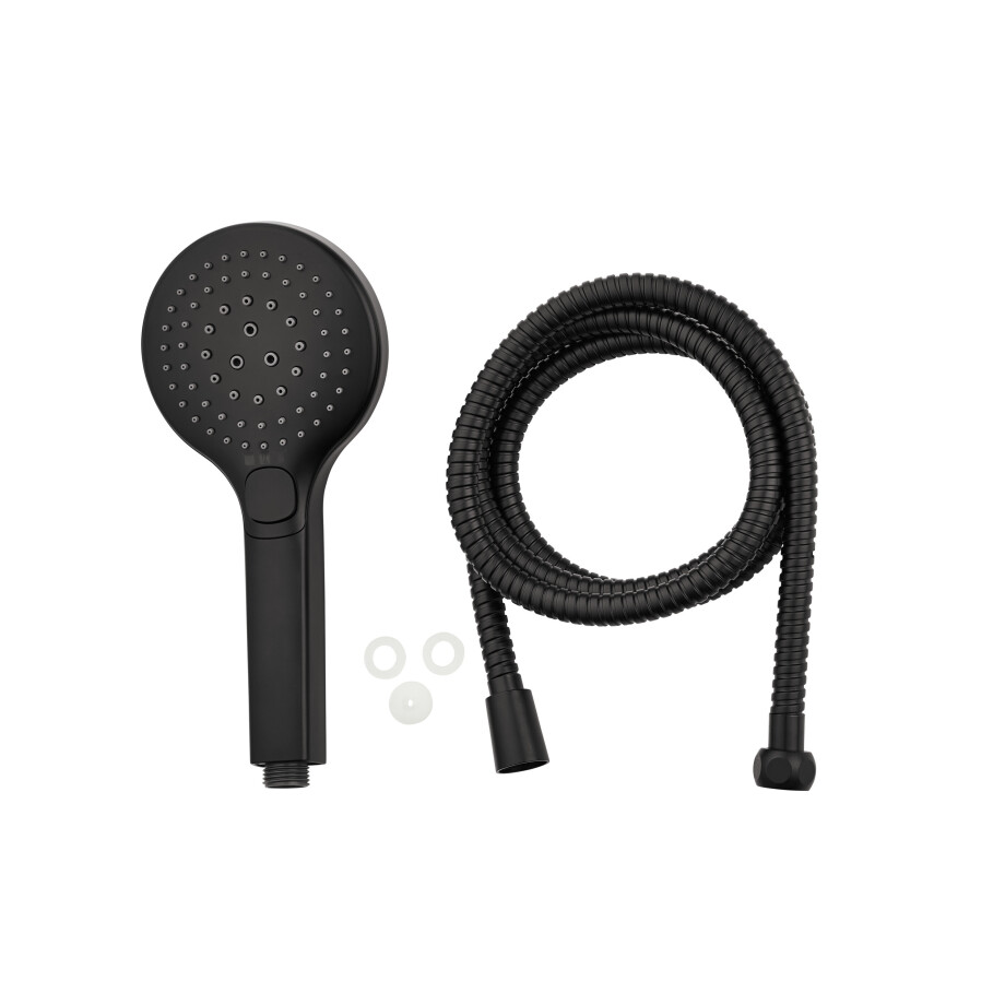 LIVARNO home Douchekop met slang (Handdouche rond, Zwart) afbeelding 1