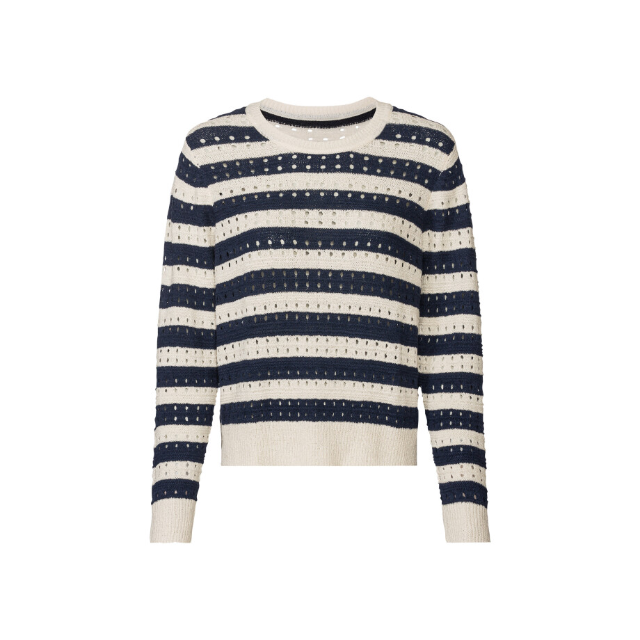 esmara Dames pullover (L (44/46), Donkerblauw gestreept) afbeelding 1