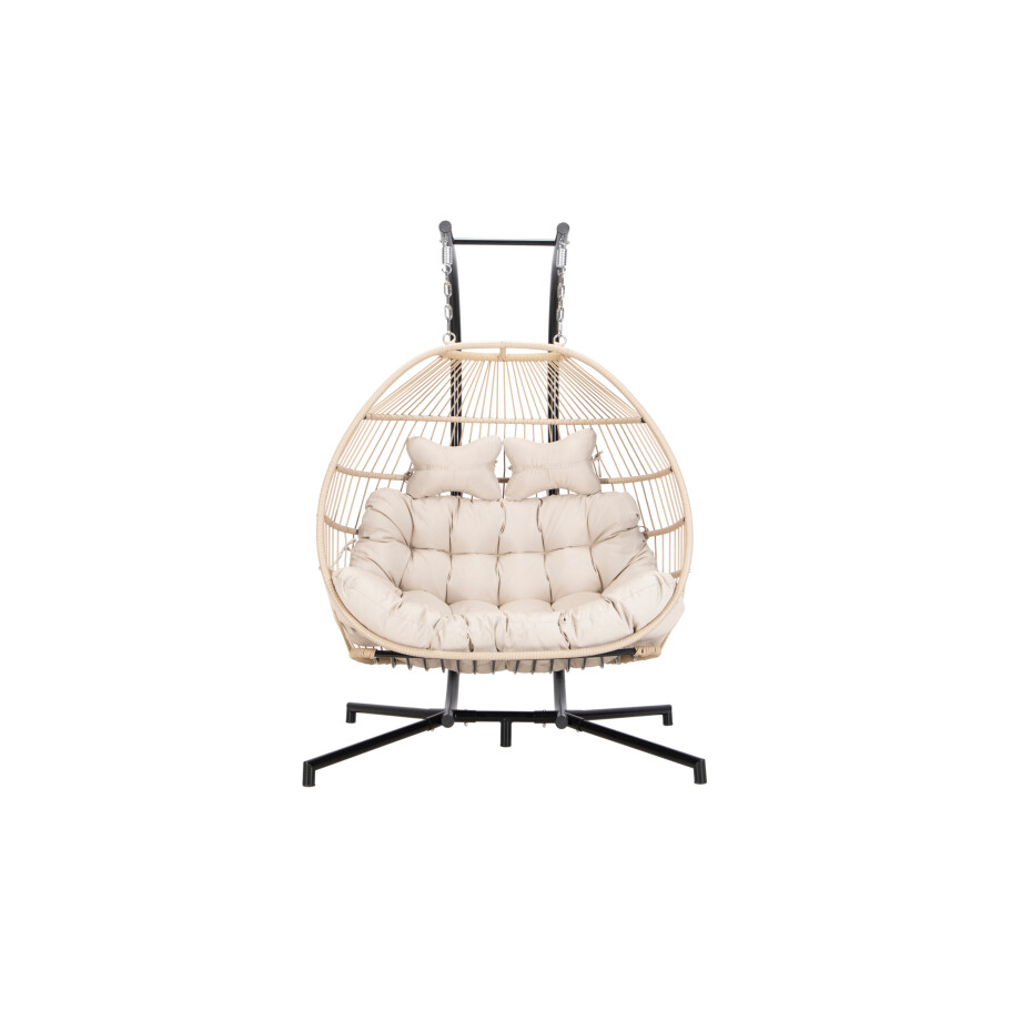 HOME DELUXE Hangstoel met frame Loma (2-zits, Beige) afbeelding 1