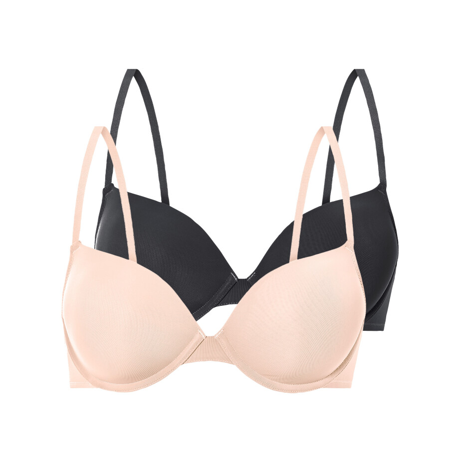 esmara 2 dames beugel-BH's (Zwart/beige, 80B) esmara 2 dames beugel-BH's (Zwart/beige, 80B) afbeelding 1