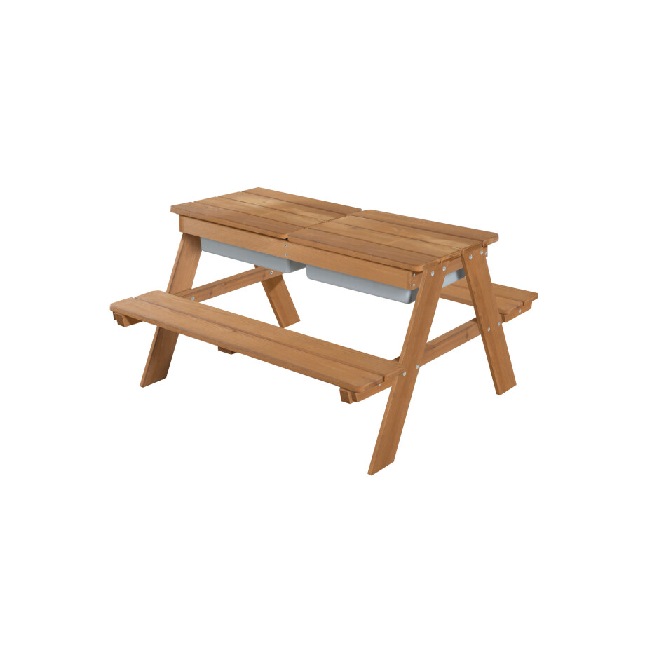 roba Kinder picknicktafel (met speelbakken, Teak gekleurd) roba Kinder picknicktafel (met speelbakken, Teak gekleurd) afbeelding 1