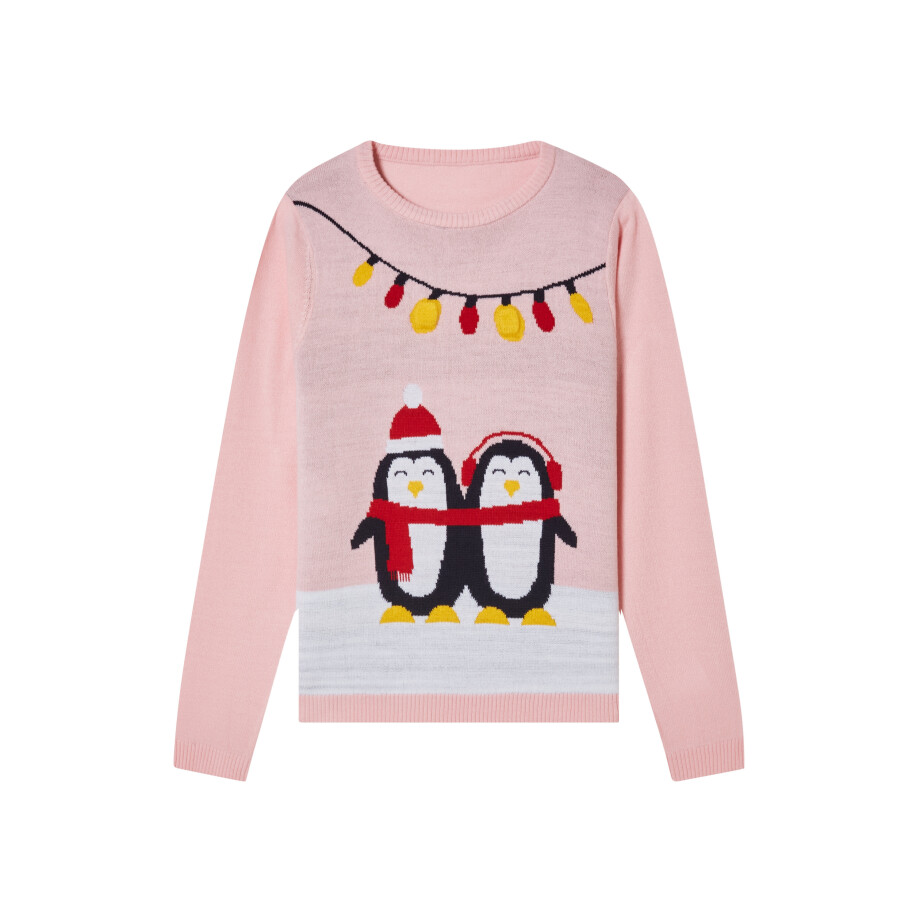 pepperts! Kinder kersttrui met LED-effect (158/164, Lichtroze) afbeelding 1