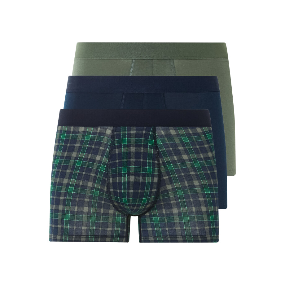 LIVERGY 3 heren boxers (Marine/geruit/grijs, M) afbeelding 1