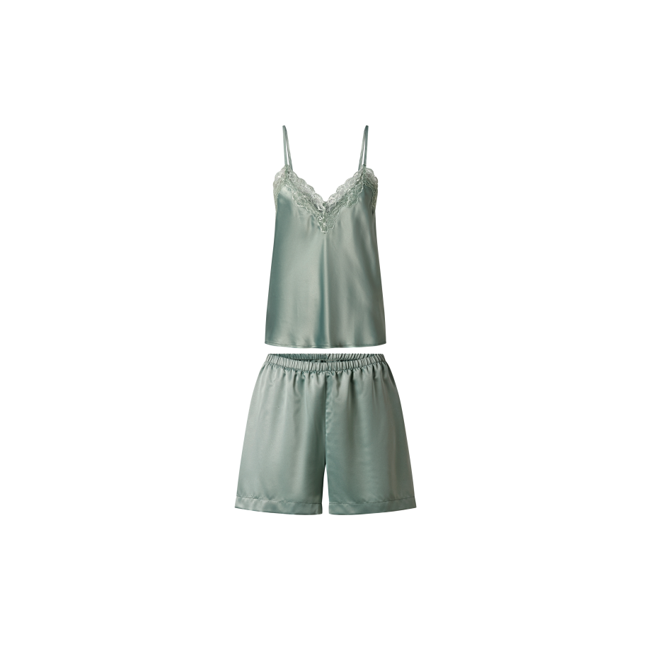 esmara Satijnen dames pyjama (Groen, XL (48/50)) afbeelding 1