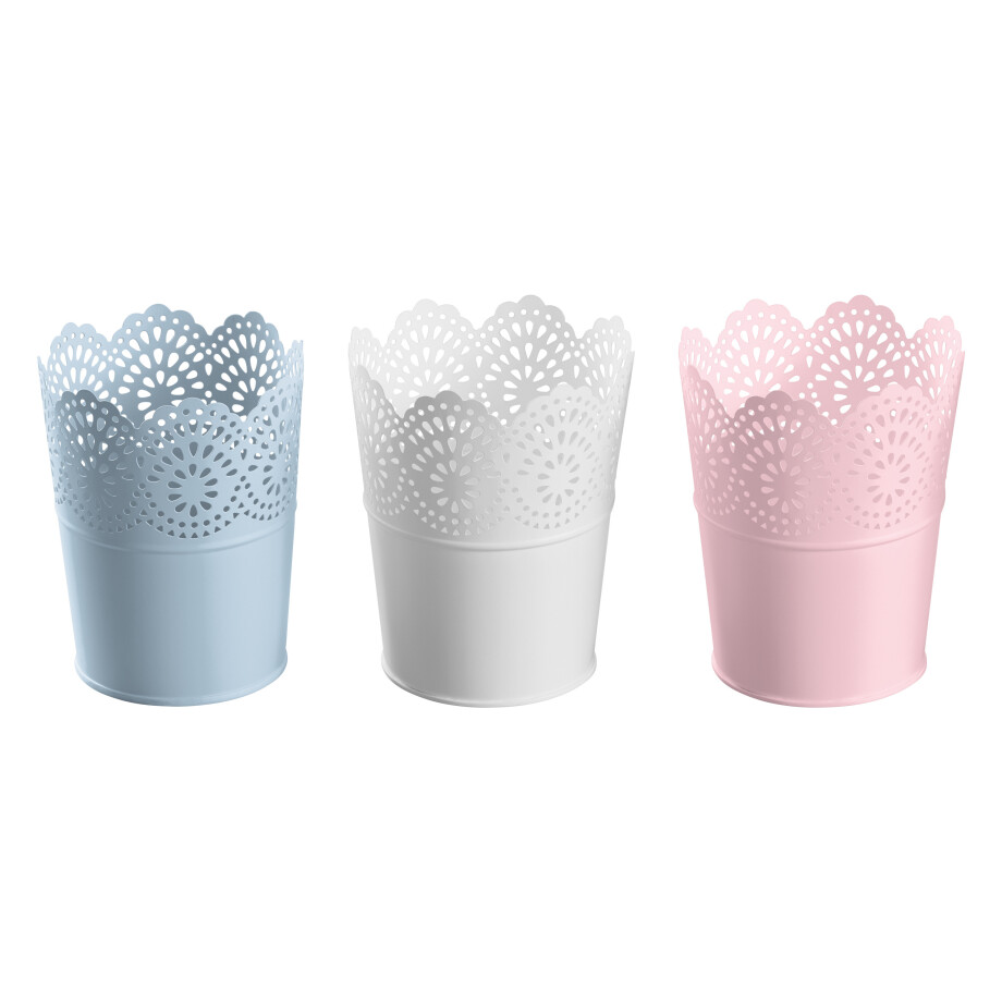 LIVARNO home Bloempot (Set van 3 ronde kleine blauw/roze) afbeelding 1