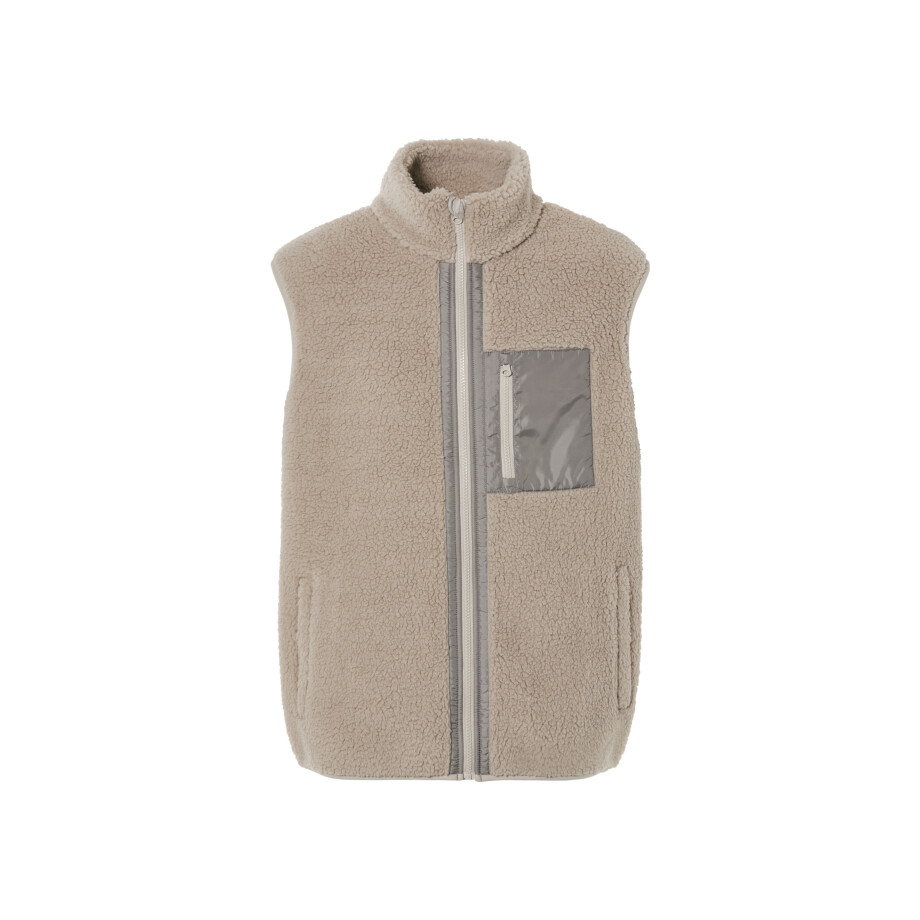 LIVERGY Heren teddy bodywarmer (Beige, XL) afbeelding 1