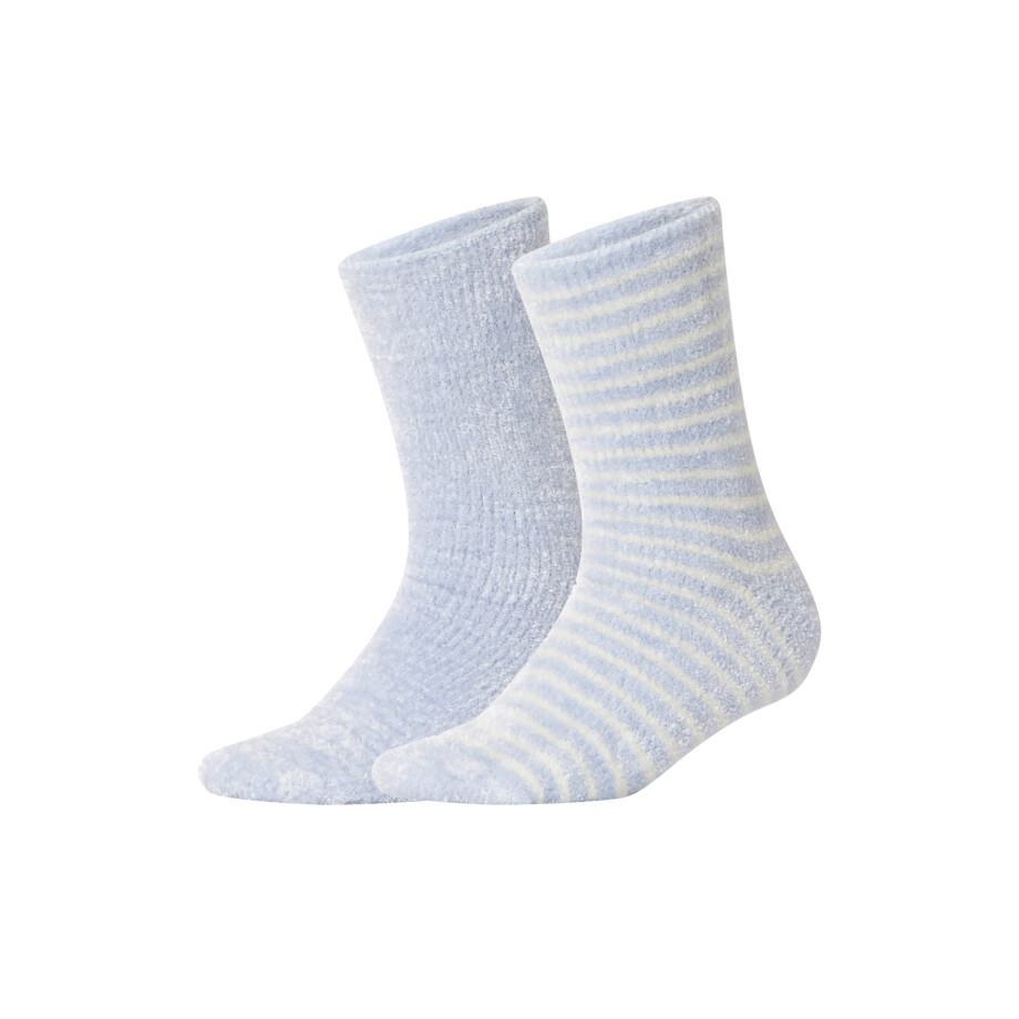 esmara 2 Paar dames huissokken (Gestreept/blauw, 35-38) afbeelding 1