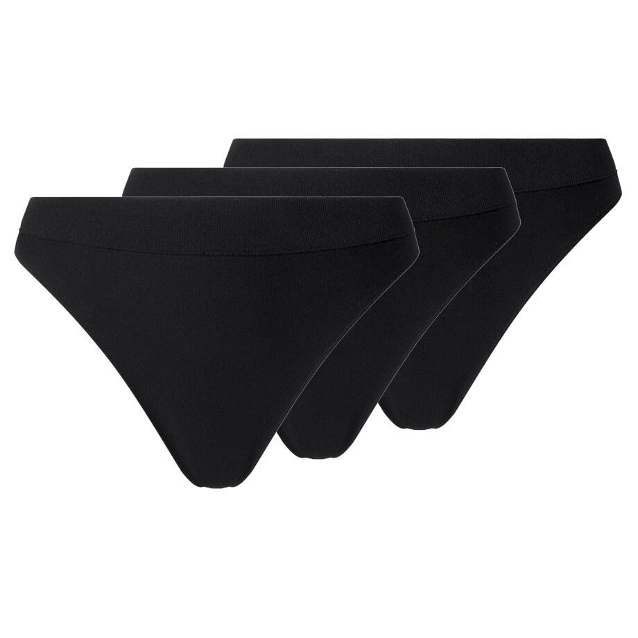 esmara Set van 3 geribde dames strings (Zwart, S (36-38)) afbeelding 1