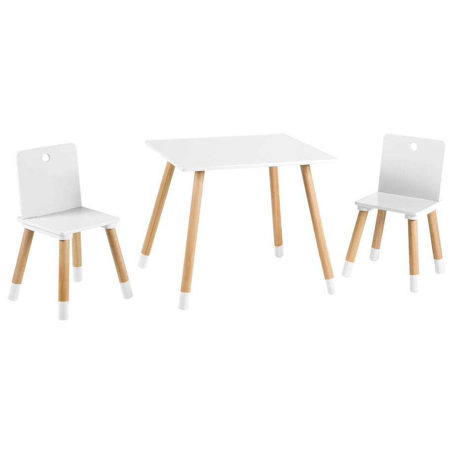 roba Houten kindertafel met 2 stoeltjes (Wit) roba Houten kindertafel met 2 stoeltjes (Wit) afbeelding 1