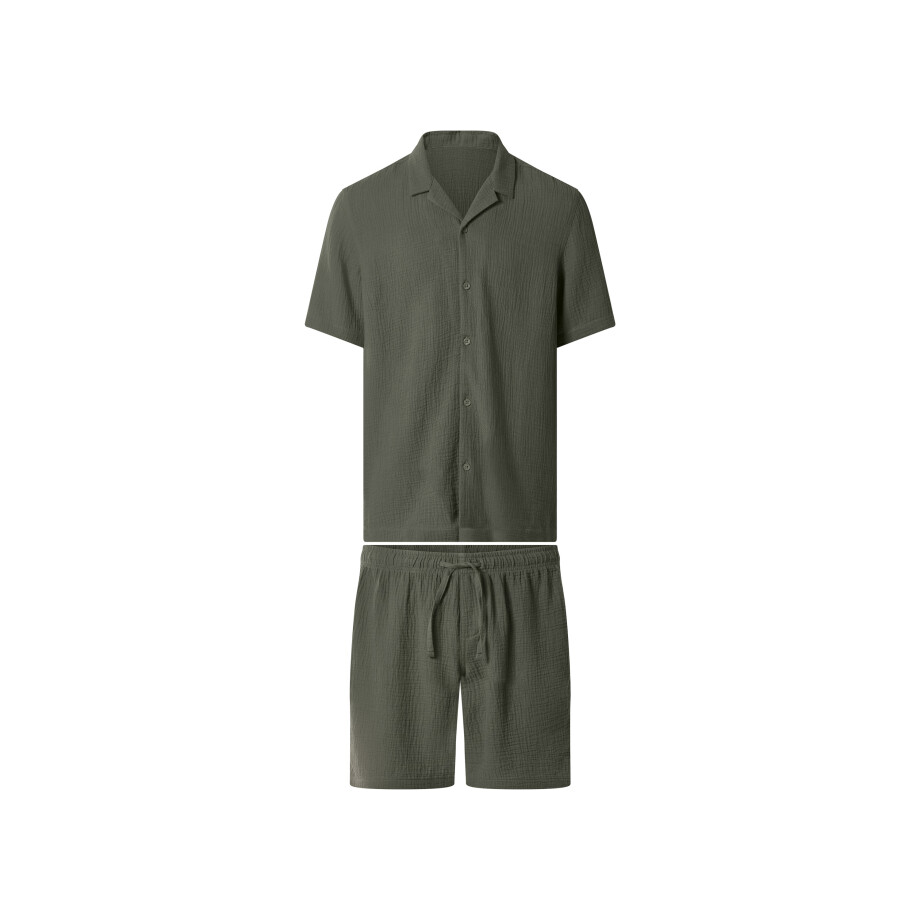 esmara Men Korte mousseline heren pyjama (Kaki, L) afbeelding 1