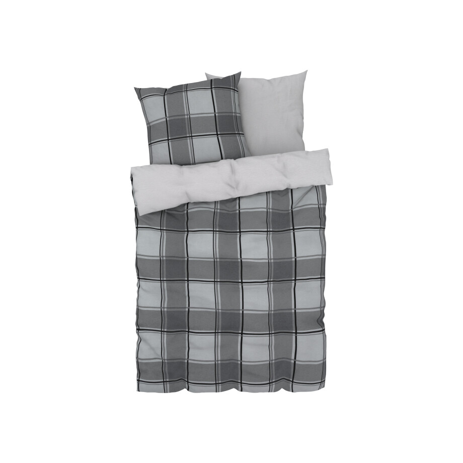 LIVARNO home Flanellen dekbedovertrek 200 x 200 cm (Geruit grijs) LIVARNO home Flanellen dekbedovertrek 200 x 200 cm (Geruit grijs) afbeelding 1