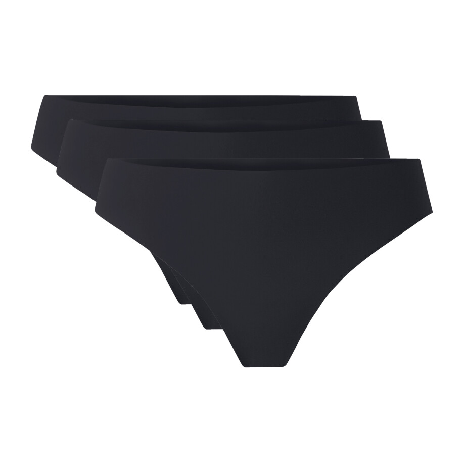 esmara Set van 3 dames lasercut strings - onzichtbaar & seamless (Zwart, S (36/38)) afbeelding 1