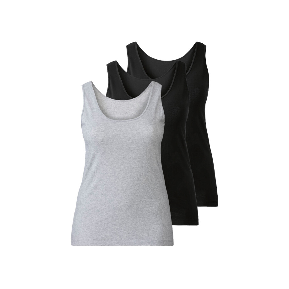 esmara 3 dames hemden (Zwart/grijs, 3XL (56/58)) afbeelding 1
