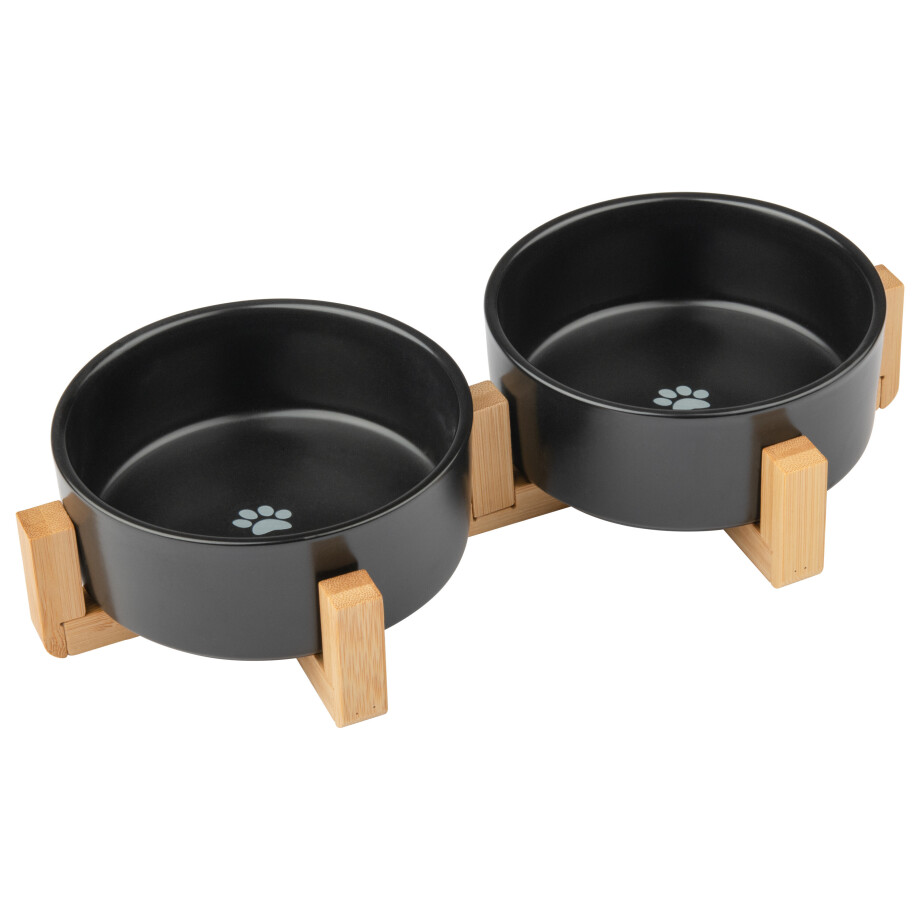 zoofari Voerbak (Dubbele kom, Zwart) afbeelding 1