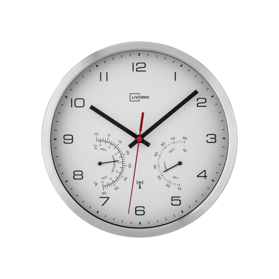 LIVARNO home Radiogestuurde wandklok (Zilver/wit) LIVARNO home Radiogestuurde wandklok (Zilver/wit) afbeelding 1