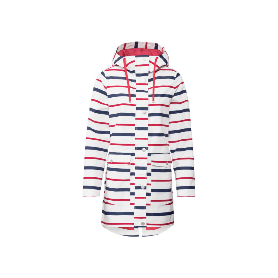 esmara Dames trenchcoat, wind- en waterdicht (44, wit/bessen/marineblauw) afbeelding 1