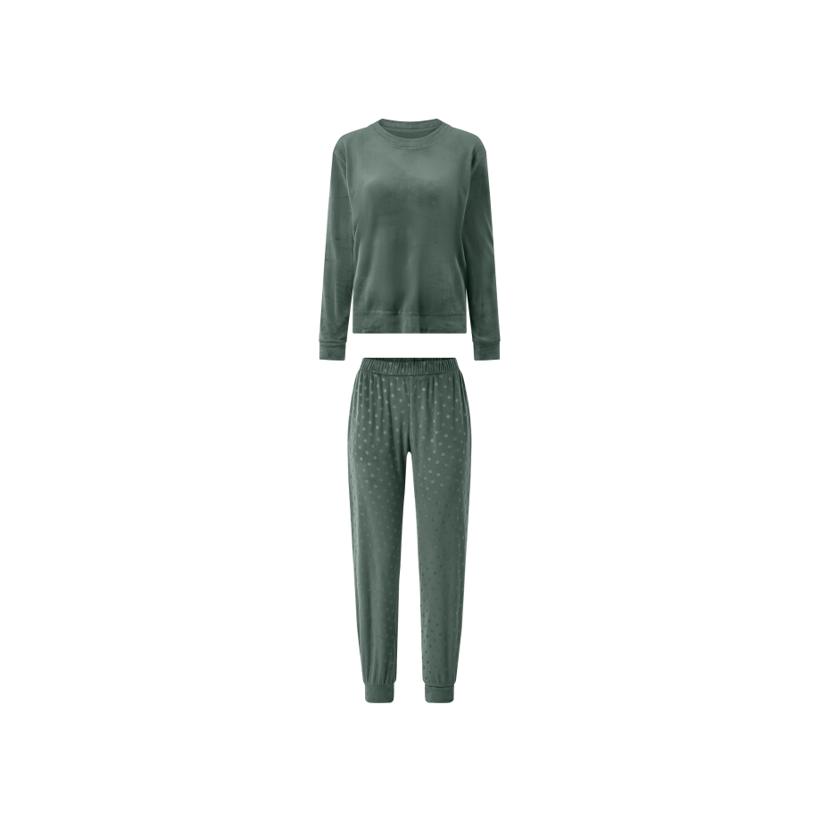 ESMARA Dames velours pyjama, lang (Groen, L (44/46)) ESMARA Dames velours pyjama, lang (Groen, L (44/46)) afbeelding 1